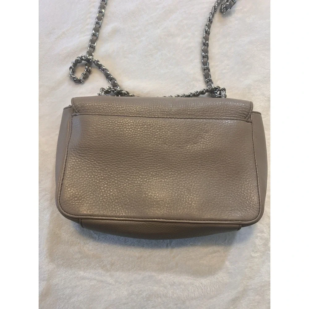 Tory Burch Britten Leather, Crossbody Shoulder strap, French Grey/Silver, Small